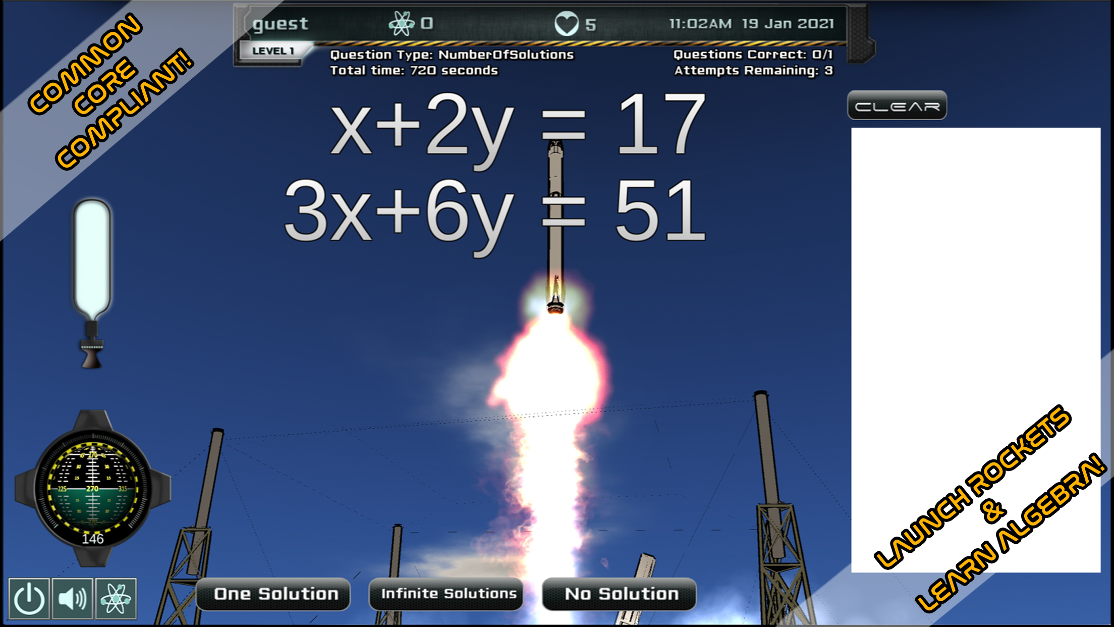 Intergalactic Education e learning STEM screenshot gameplay aligns with Common Core standards